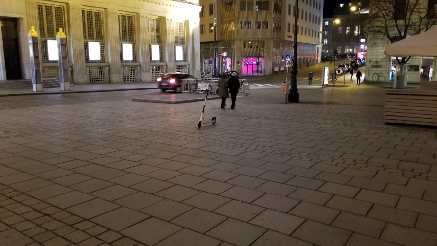 A lonely Bird rental scooter in the middle of sidewalk. Even Vienna isn't free of the scourge.