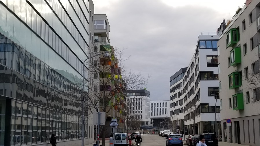 A portion of the Nordbahnhof development, built on former railway land.