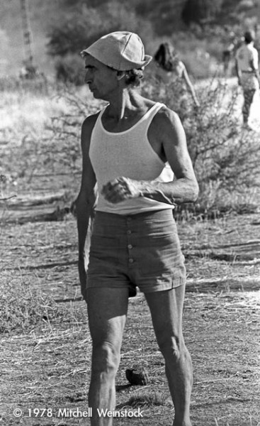 Paolo Soleri in 1978, after a fire in a car lot at Arcosanti. Credit: Mitchel Weinstock on Flickr