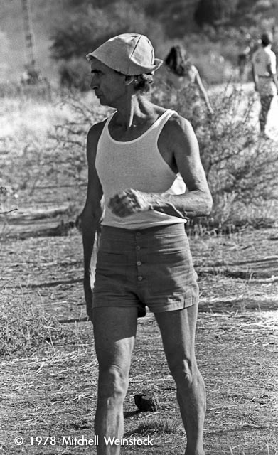 Paolo Soleri in 1978, after a fire in a car lot at Arcosanti. Credit: Mitchel Weinstock on Flickr
