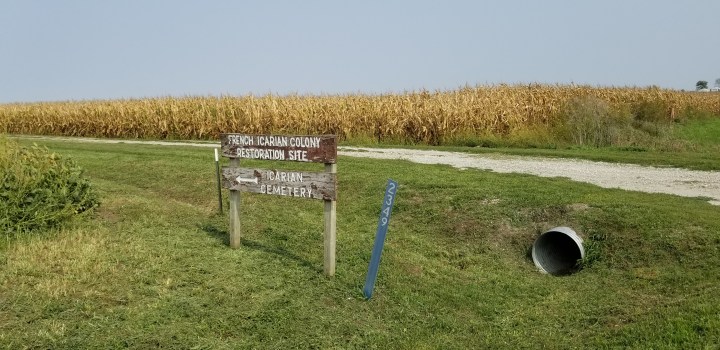 A marker for the French Icarian Village.